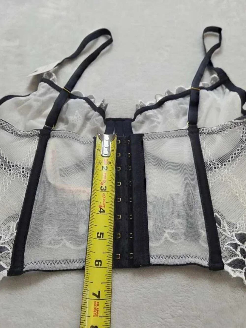 New L Anthropologie x LyreBird lace corset bra top Black & White